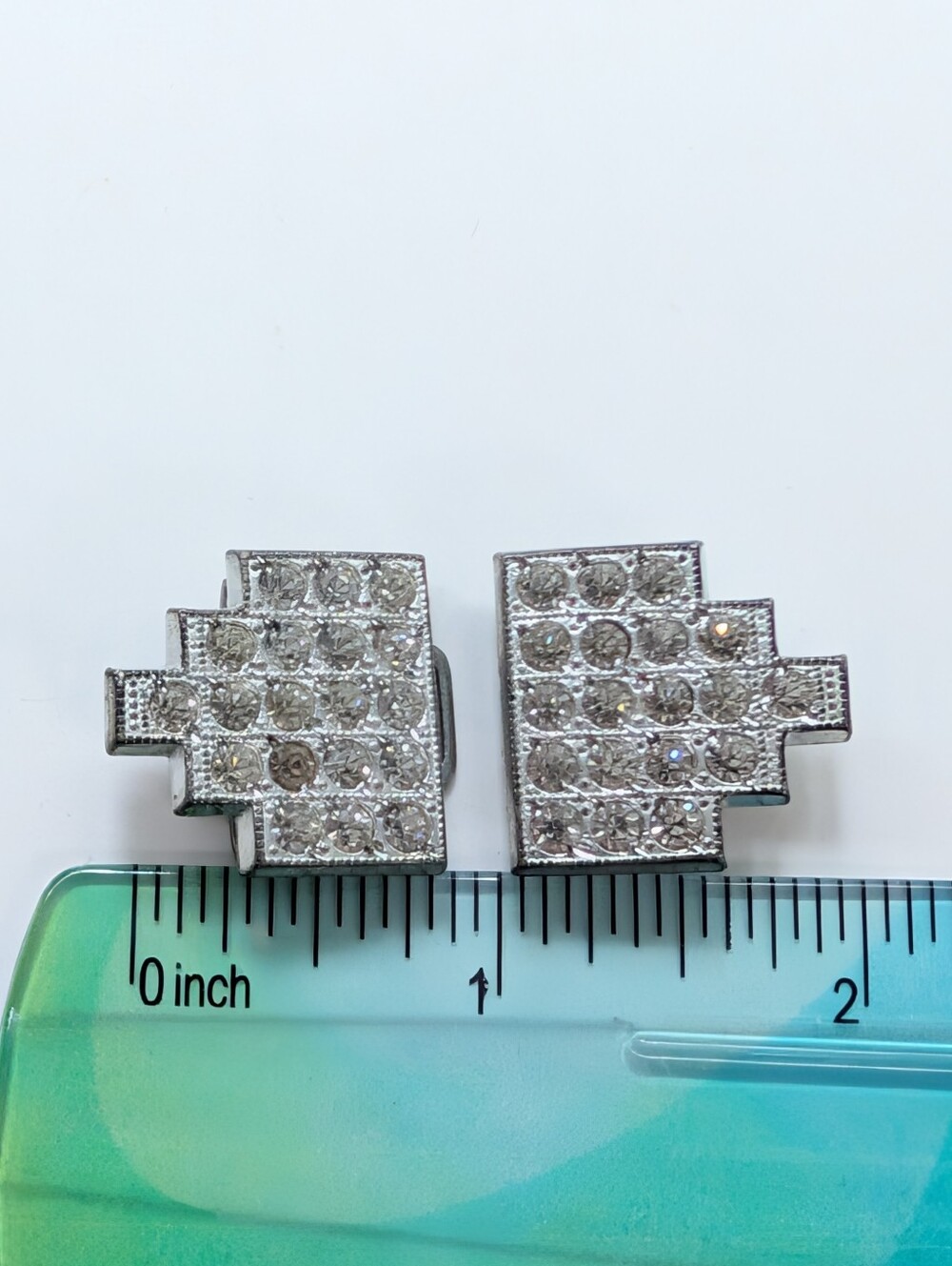 Vintage Silver Tone Art Deco Pave Rhinestone Collectible Evening Belt Buckle - Picture 5 of 5
